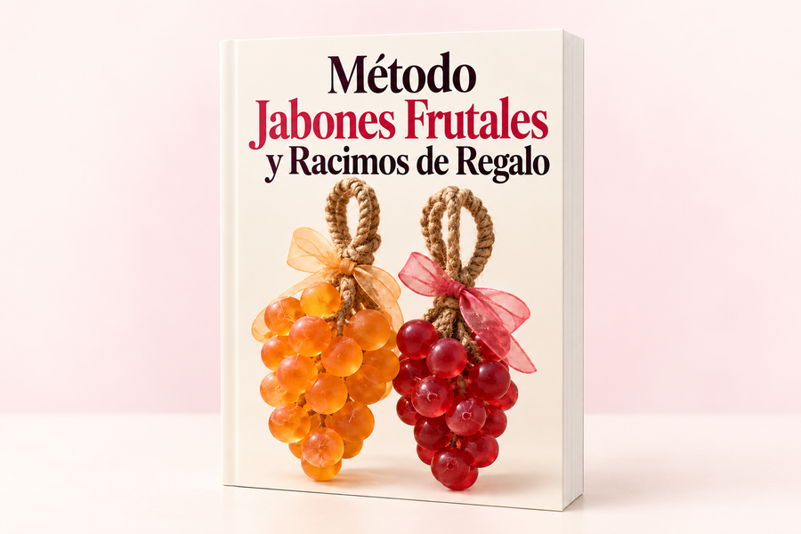 Racimo colgante de jabones con forma de frutillas hecho en casa